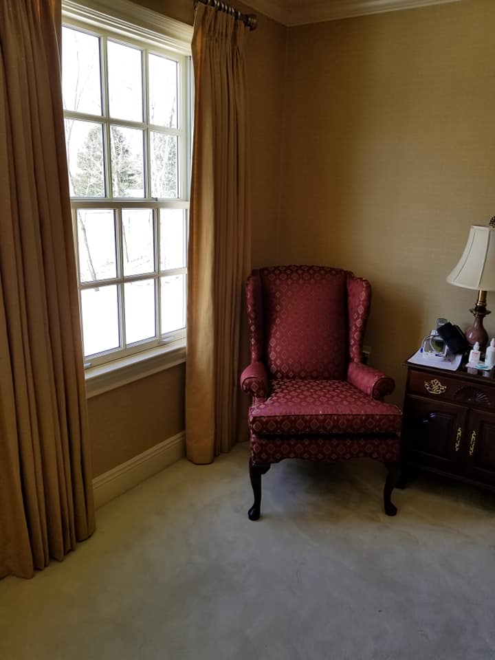 Historic home in Flemington chair and window treatment